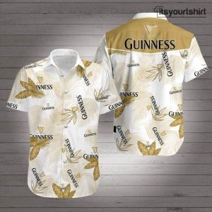 Guinness Beer White Gold Hawaiian Shirt