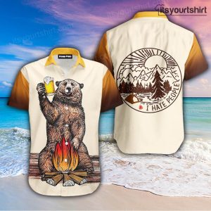 I Hate People Camping Bear Beer Hawaiian Shirt