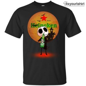 Jack Skellington Hold Heineken Beer Halloween Tshirts