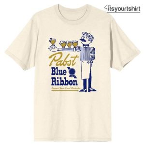 Pabst Blue Ribbon Bartender With Beer Tshirt
