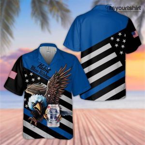 Pabst Blue Ribbon Beer American Flag Hawaiian Shirt