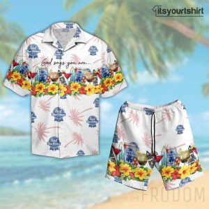 Pabst Blue Ribbon Beer And Shorts Set Aloha Shirt
