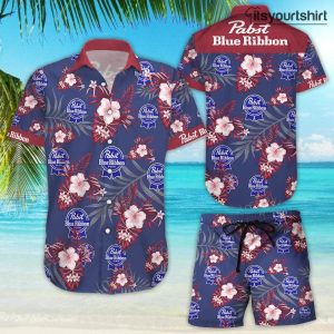 Pabst Blue Ribbon Beer And Shorts Set Hawaiian Shirt 1