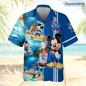 Pabst Blue Ribbon Beer Mickey Mouse Shorts Set Hawaiian Shirt 1