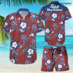 Pabst Blue Ribbon Beer Shorts Set Hawaiian Shirt