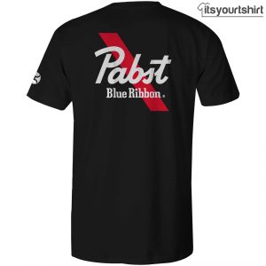 Pabst Blue Ribbon Text Front And Back Print T Shirts 2