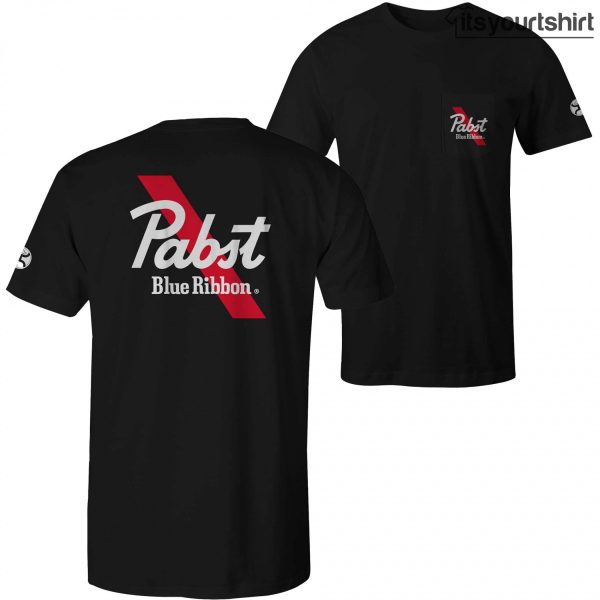 Pabst Blue Ribbon Text Front And Back Print T-Shirts