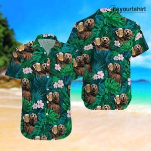 Tropical Bear And Beer Cool Hawaiian Shirts