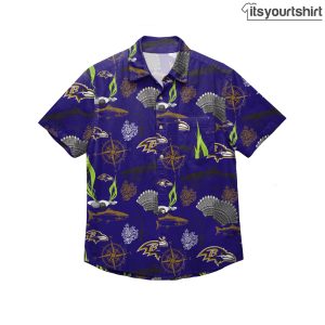Baltimore Ravens Floral Button Up Hawaiian Shirt IYT