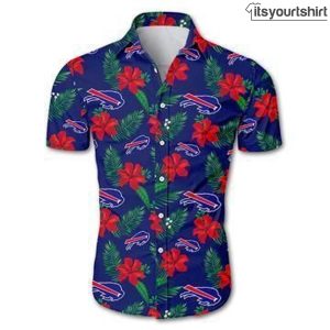 Buffalo Bills Floral Button Up Slim Fit Body Nfl Aloha Shirt IYT