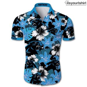 Carolina Panthers Tropical Flower Slim Fit Body Aloha Shirt IYT 1