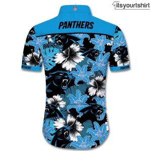 Carolina Panthers Tropical Flower Slim Fit Body Aloha Shirt IYT