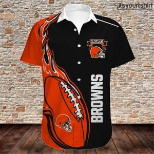 Cleveland Browns Fireball Button Cool Hawaiian Shirts IYT