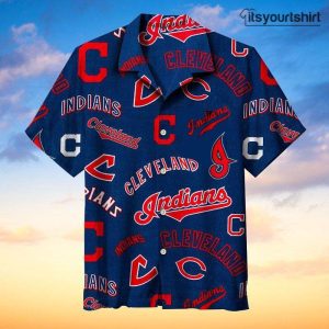 Cleveland Indians Island Style Hawaiian Shirt with Floral Print IYT