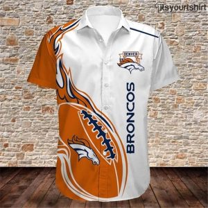 Denver Broncos Fireball Button Cool Hawaiian Shirts IYT