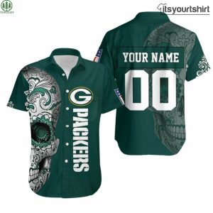 Green Bay Packers Nlf Skull Custom Cool Hawaiian Shirts IYT