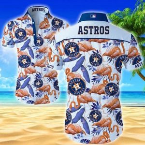 Houston Astros Button Up Cool Hawaiian Tropical Tees IYT