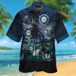 Seattle Mariners Electro Color Hibiscus Black Background 3D Hawaiian Shirt  Gift For Fans - YesItCustom